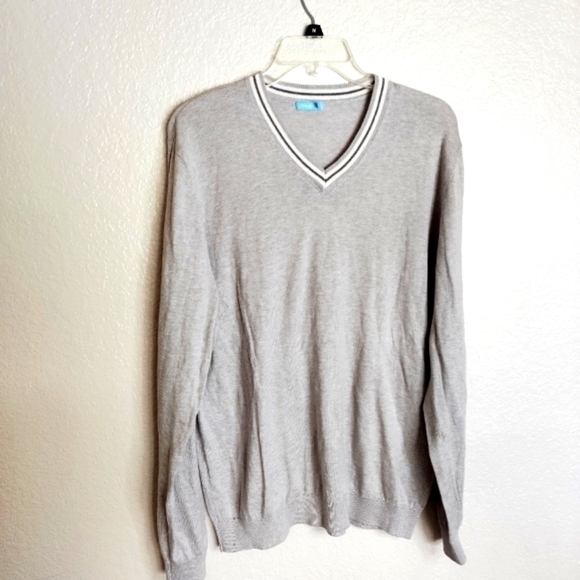 J. Mclaughlin men's v neck grey sweater sz L - Picture 1 of 8